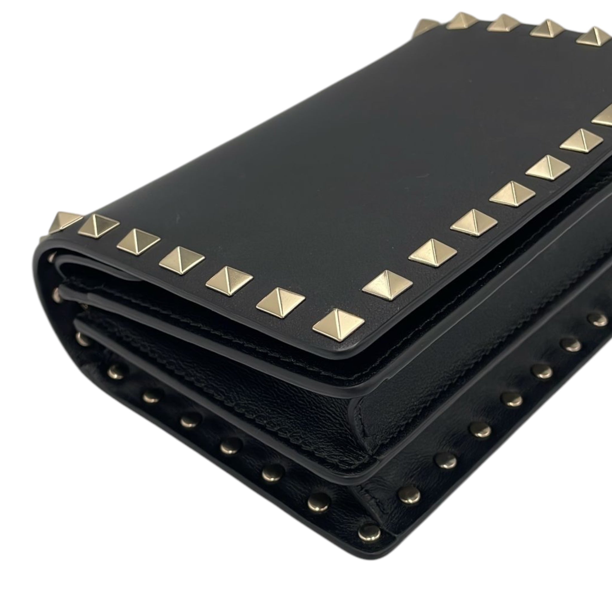 Valentino Clutch on Chain Black Rockstud Leather