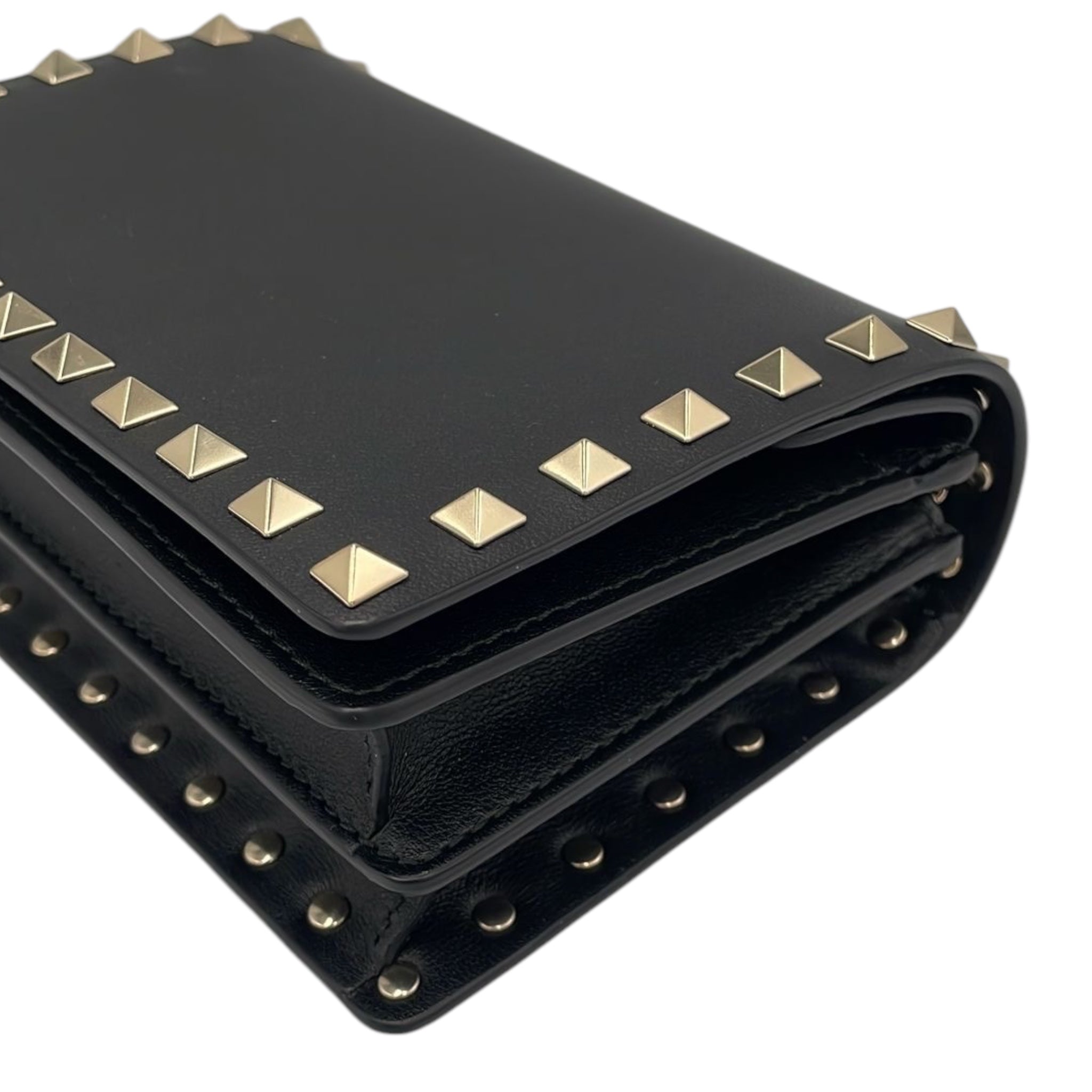 Valentino Clutch on Chain Black Rockstud Leather
