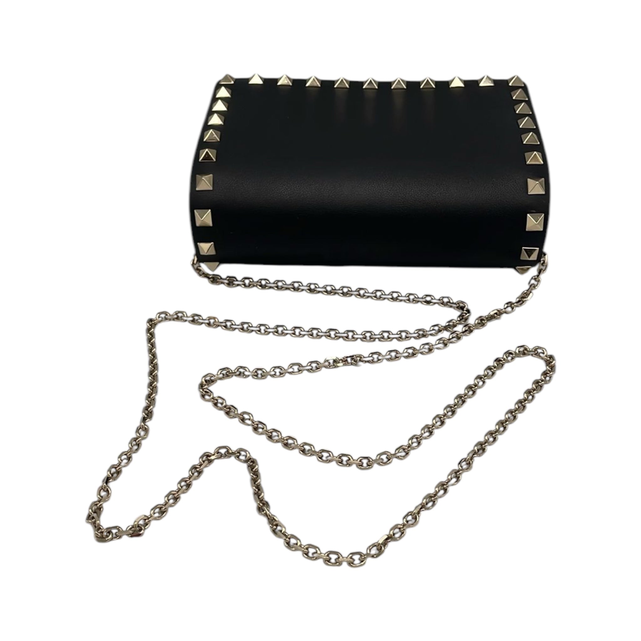 Valentino Clutch on Chain Black Rockstud Leather