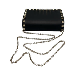 Valentino Clutch on Chain Black Rockstud Leather