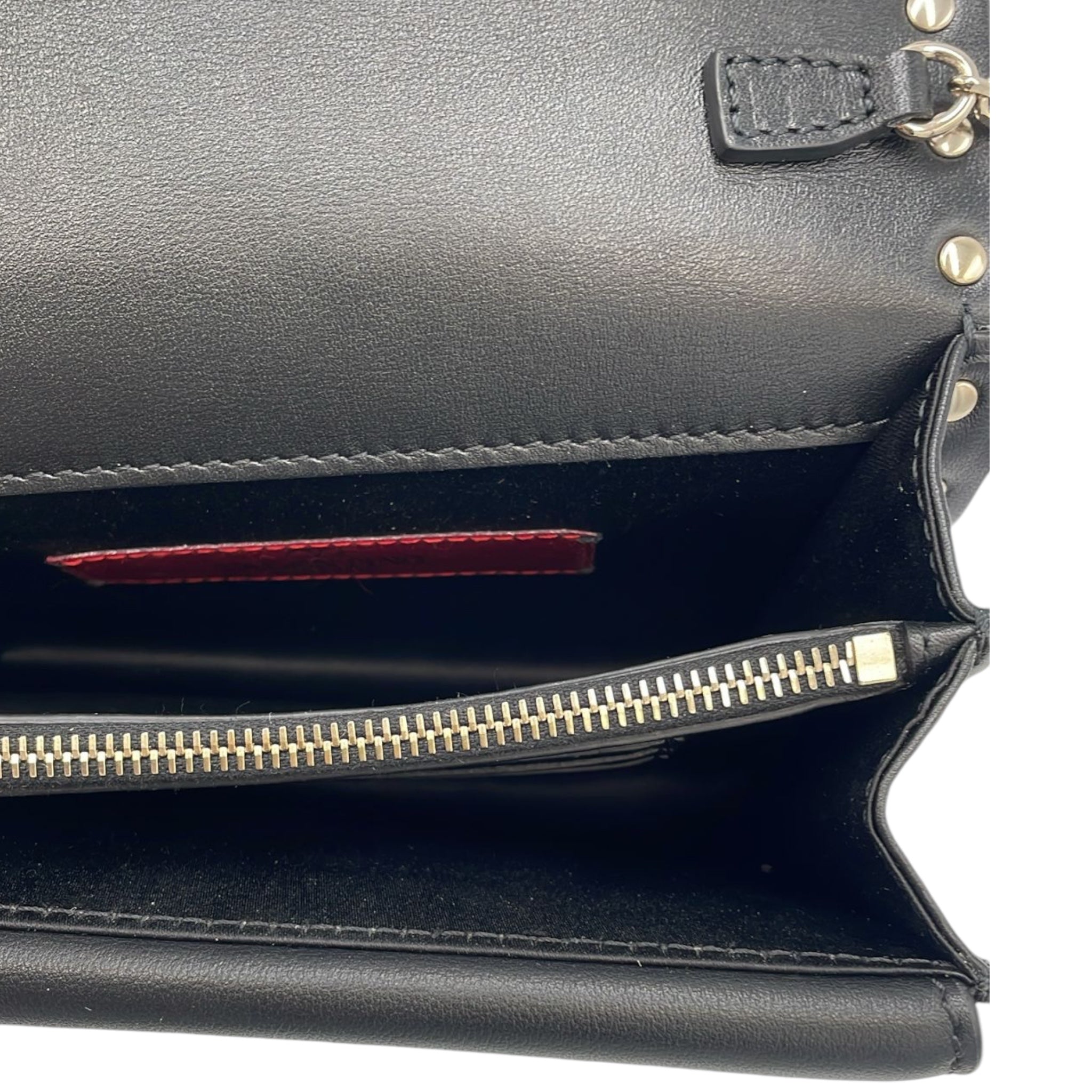 Valentino Clutch on Chain Black Rockstud Leather