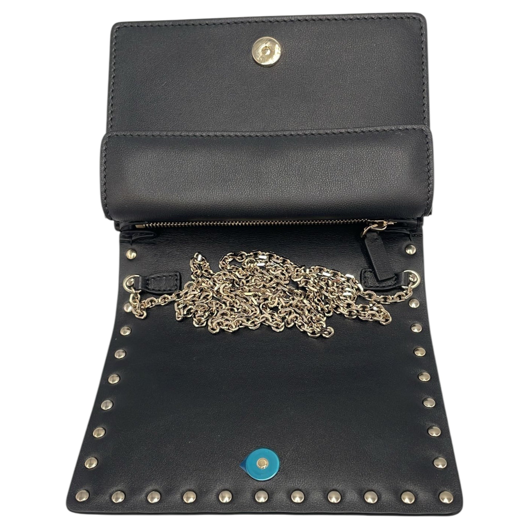 Valentino Clutch on Chain Black Rockstud Leather