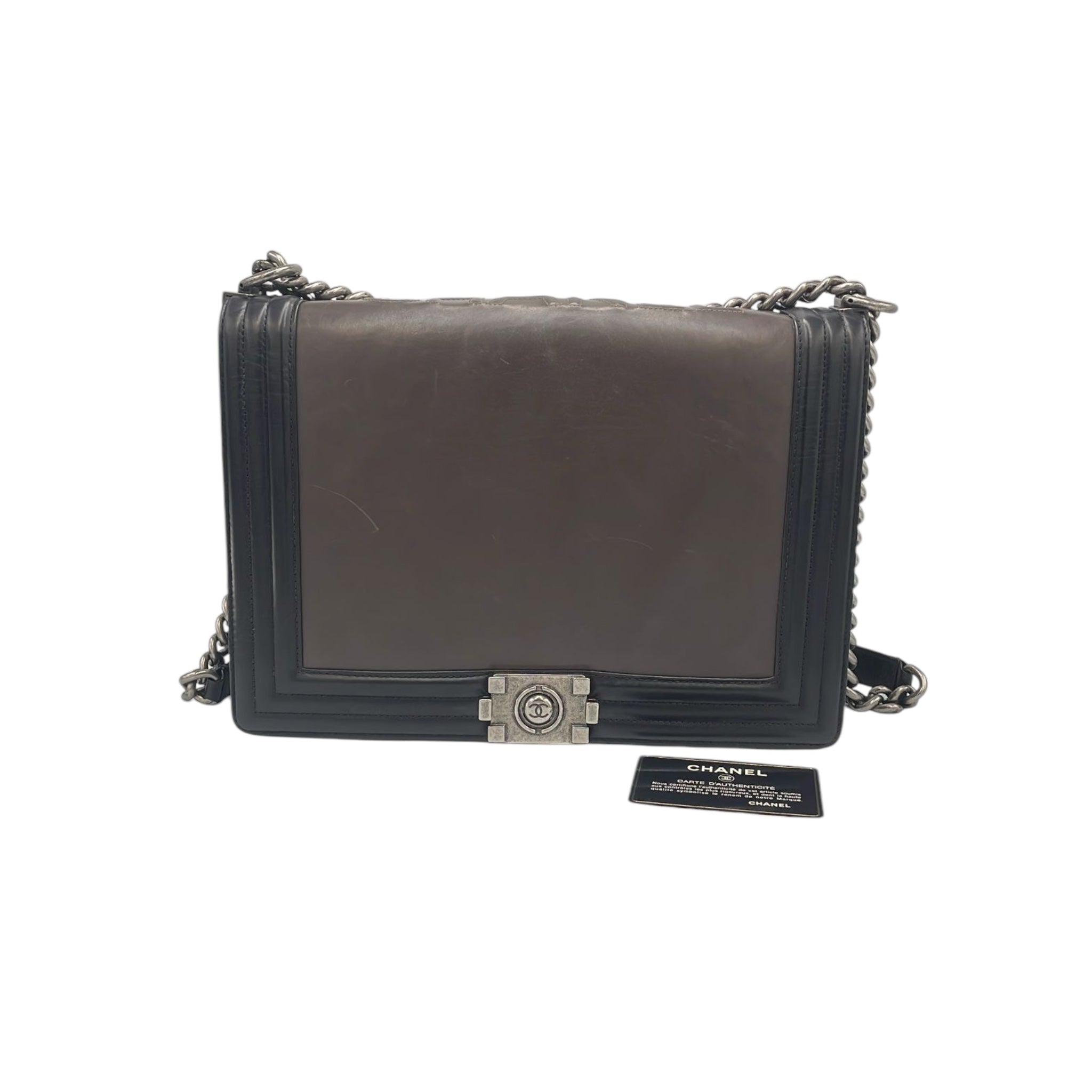 Chanel 1st Edition Boy Bag Large Brown Leather Ruthenium