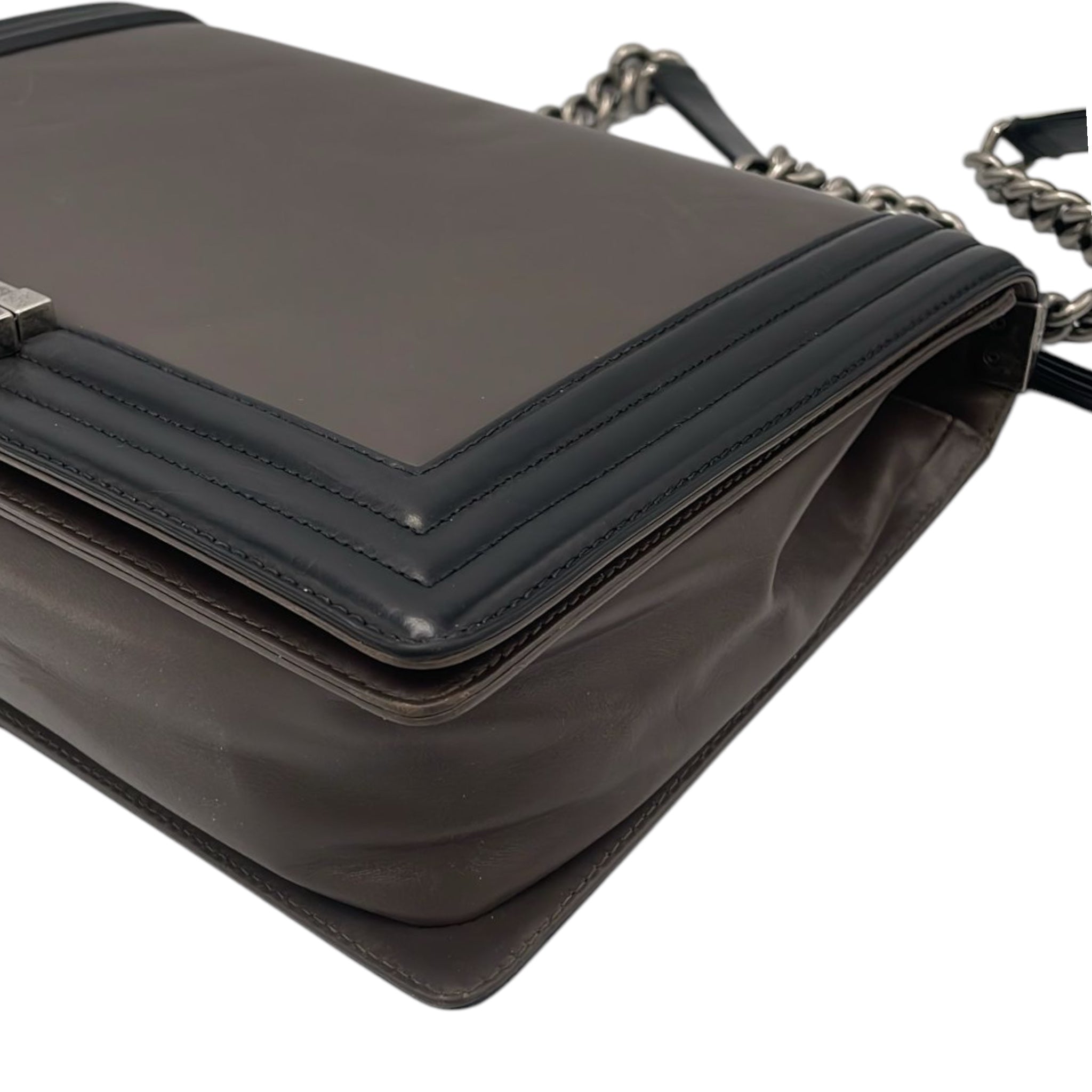 Chanel 1st Edition Boy Bag Large Brown Leather Ruthenium