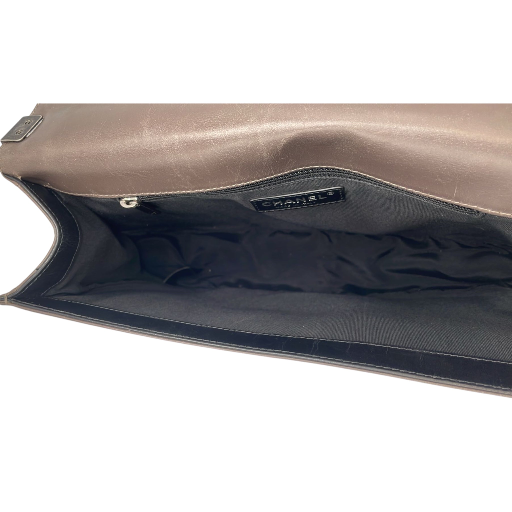 Chanel 1st Edition Boy Bag Large Brown Leather Ruthenium