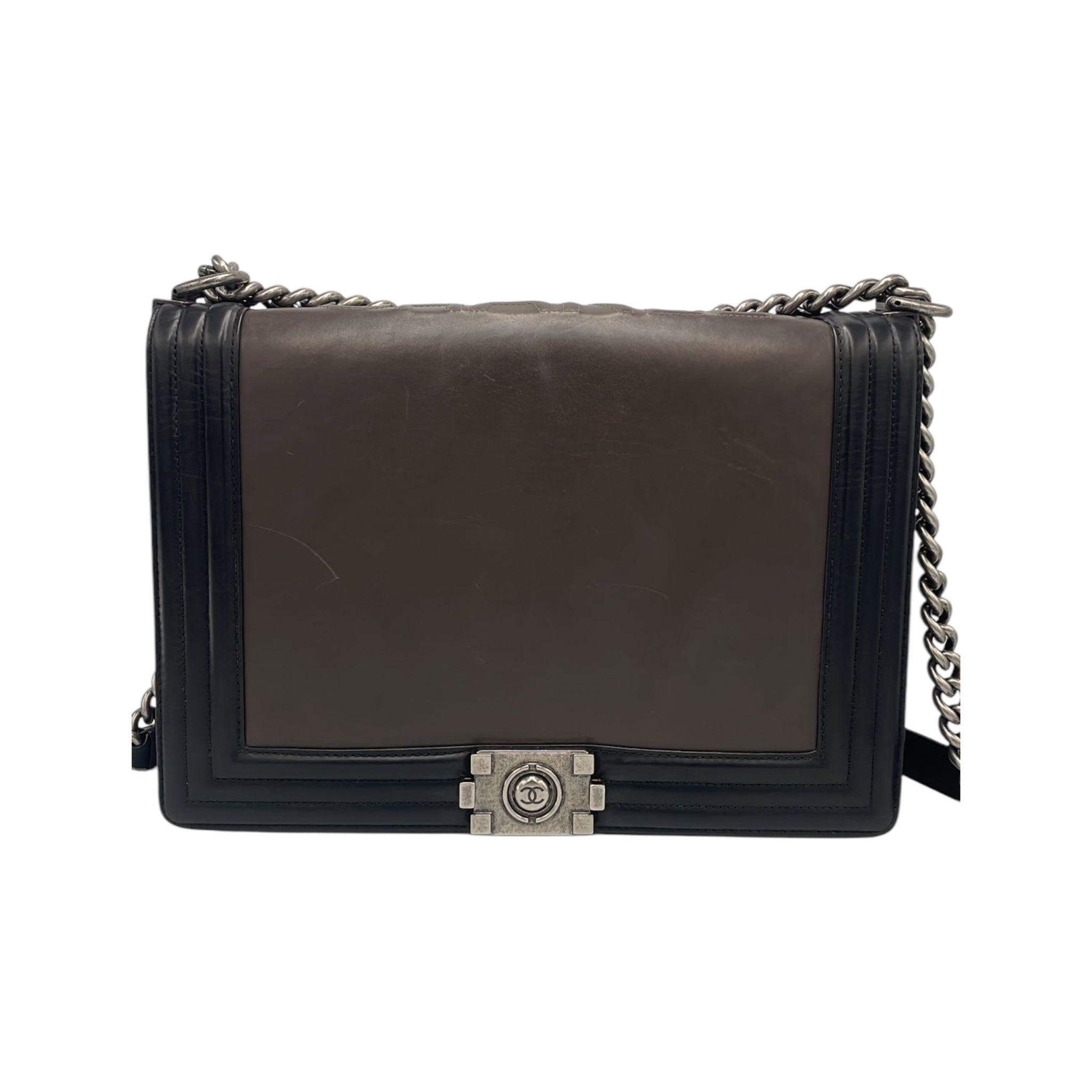 Chanel 1st Edition Boy Bag Large Brown Leather Ruthenium