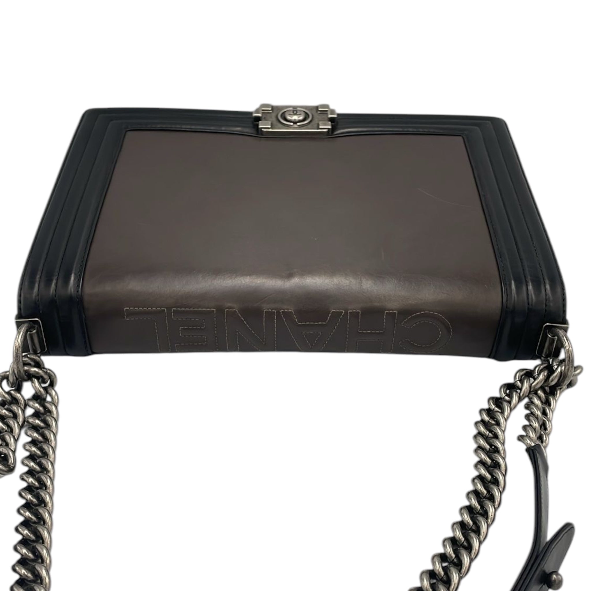 Chanel 1st Edition Boy Bag Large Brown Leather Ruthenium