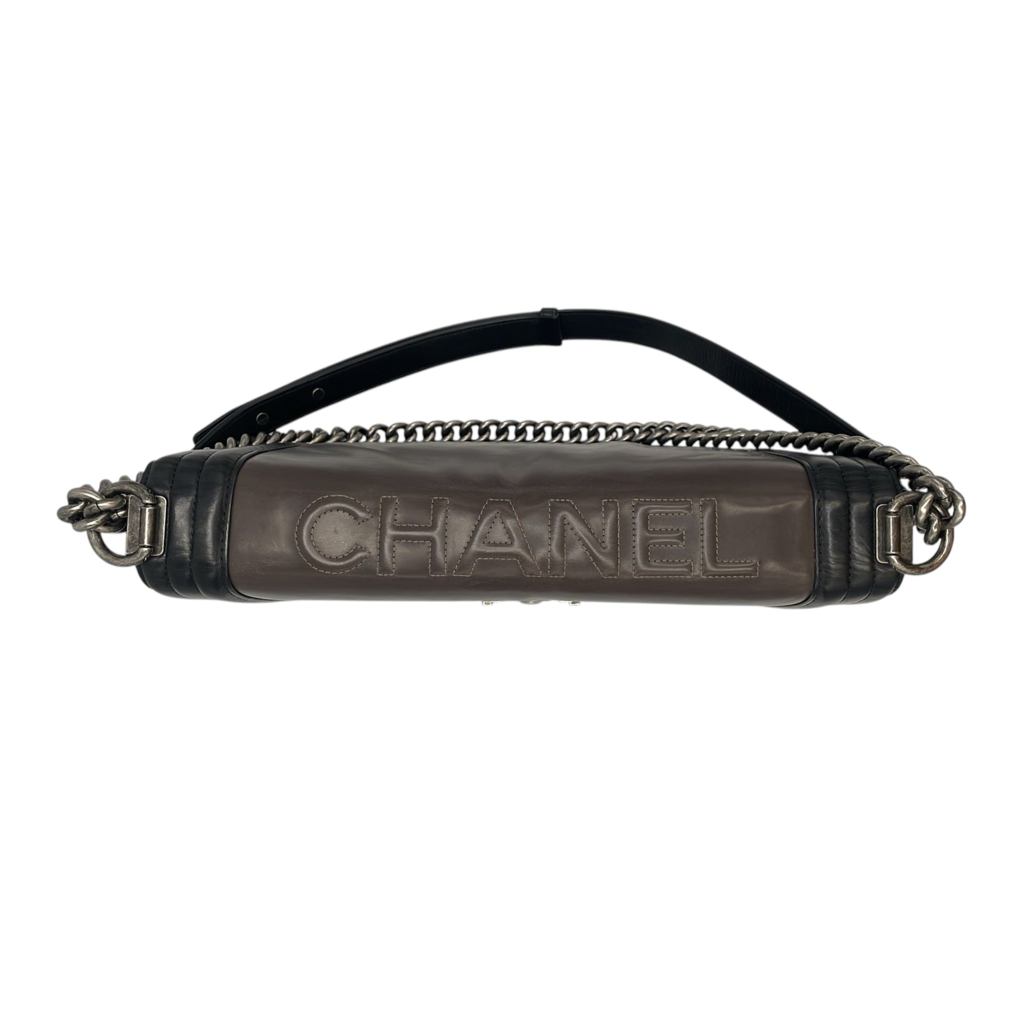 Chanel 1st Edition Boy Bag Large Brown Leather Ruthenium