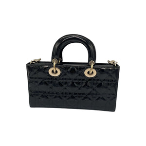 Dior Lady D-Joy Medium Black Patent Leather