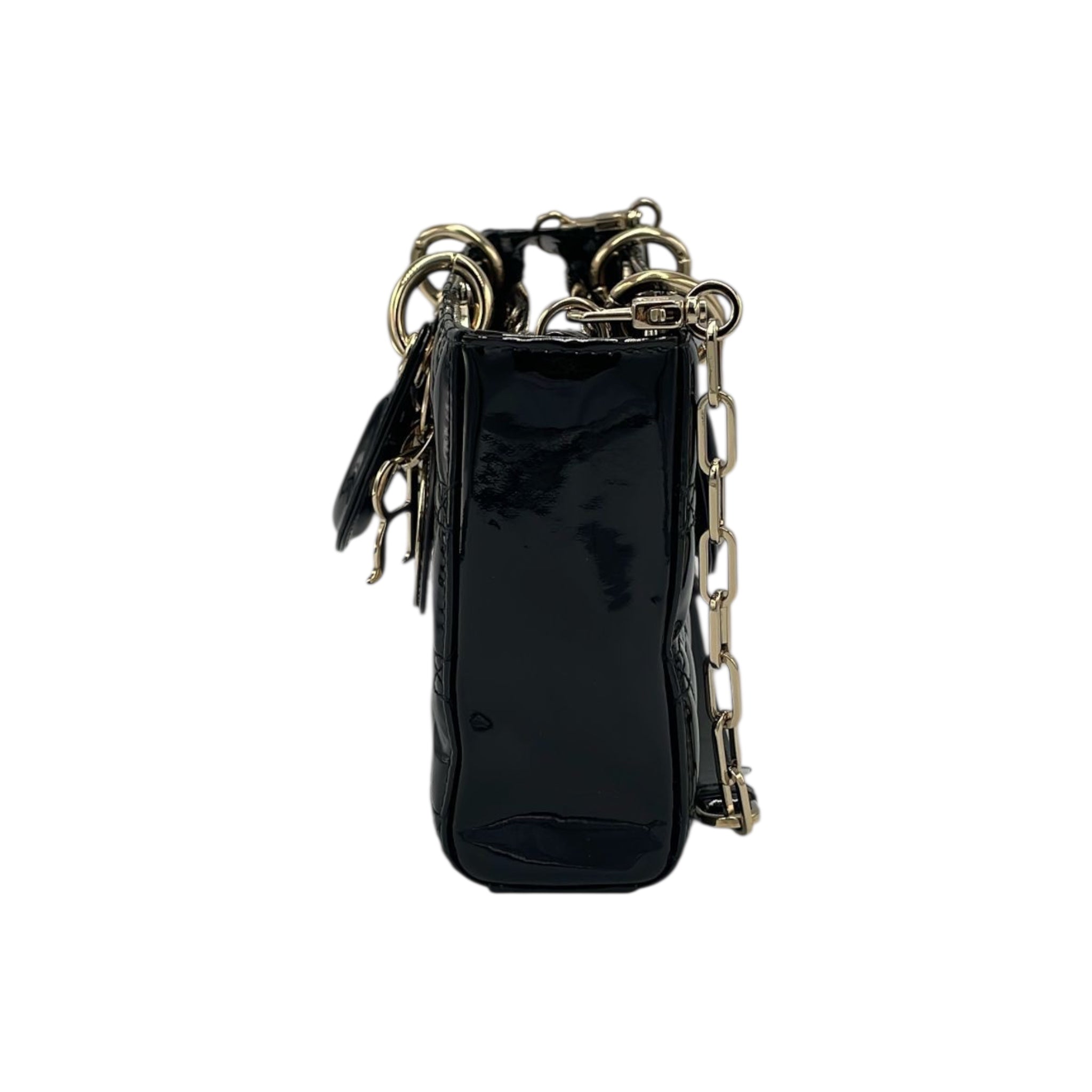 Dior Lady D-Joy Medium Black Patent Leather