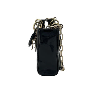 Dior Lady D-Joy Medium Black Patent Leather