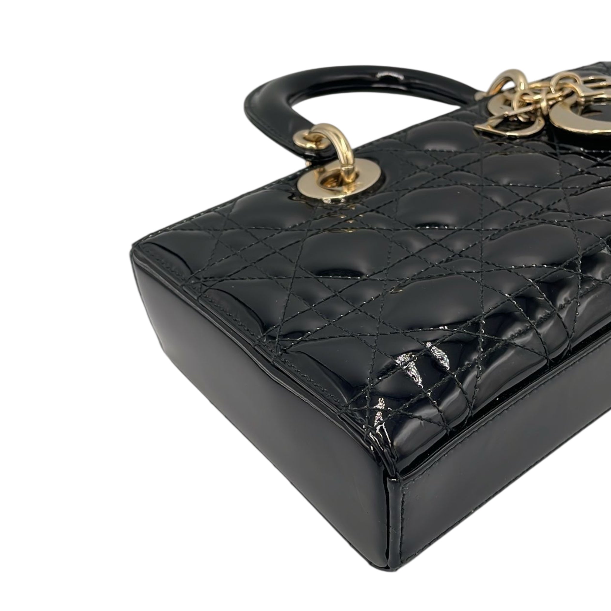 Dior Lady D-Joy Medium Black Patent Leather
