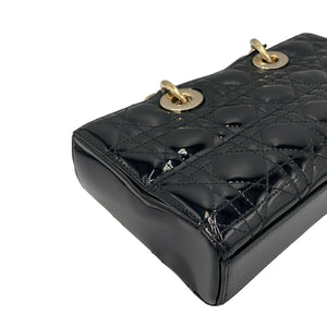 Dior Lady D-Joy Medium Black Patent Leather