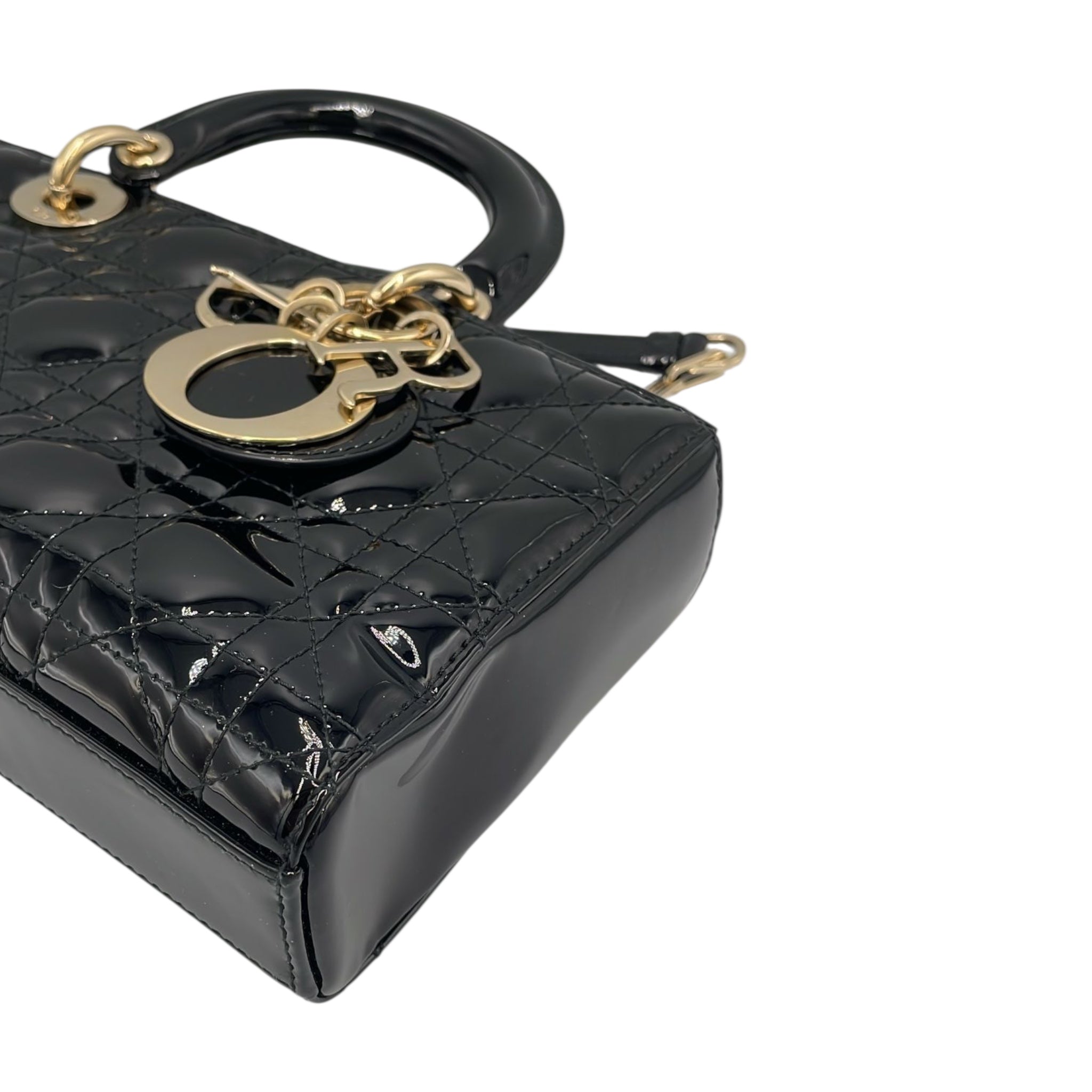 Dior Lady D-Joy Medium Black Patent Leather