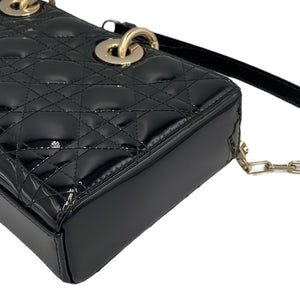 Dior Lady D-Joy Medium Black Patent Leather