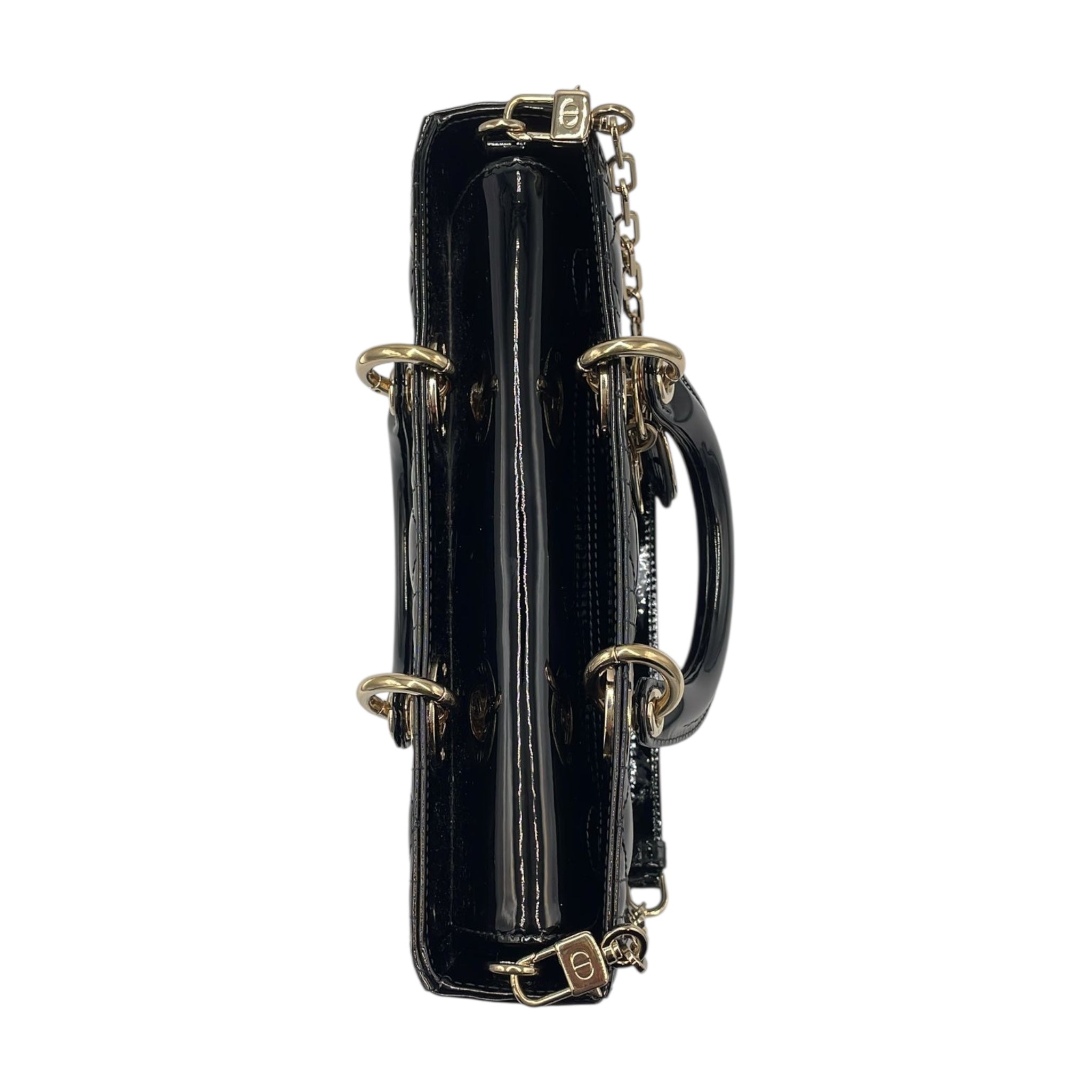 Dior Lady D-Joy Medium Black Patent Leather