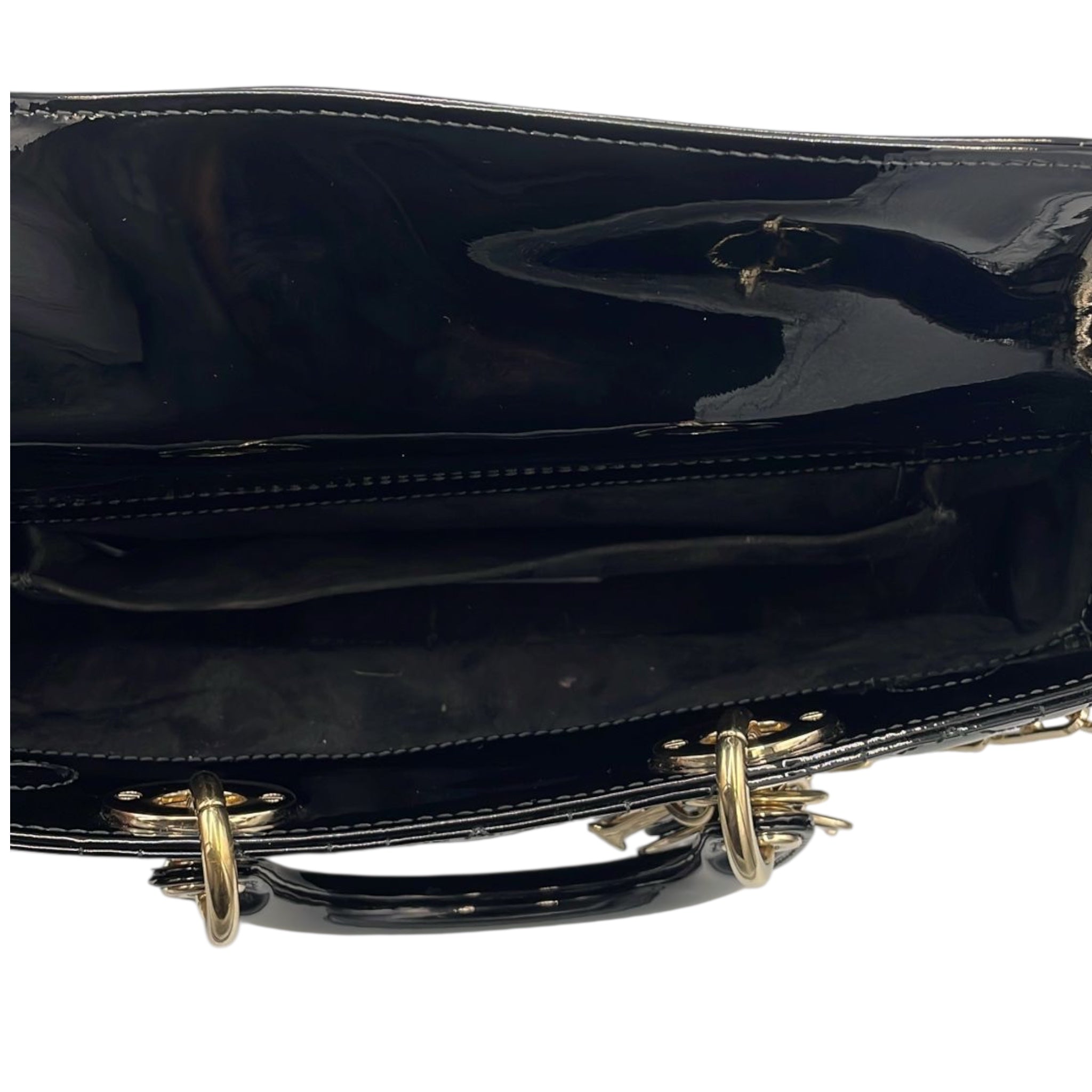 Dior Lady D-Joy Medium Black Patent Leather