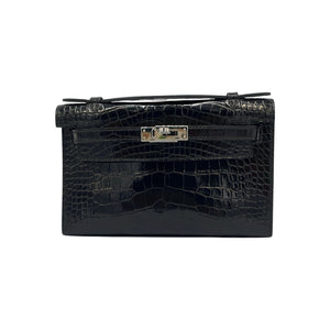 Hermès Kelly Mini Pochette 22 Black Niloticus Crocodile