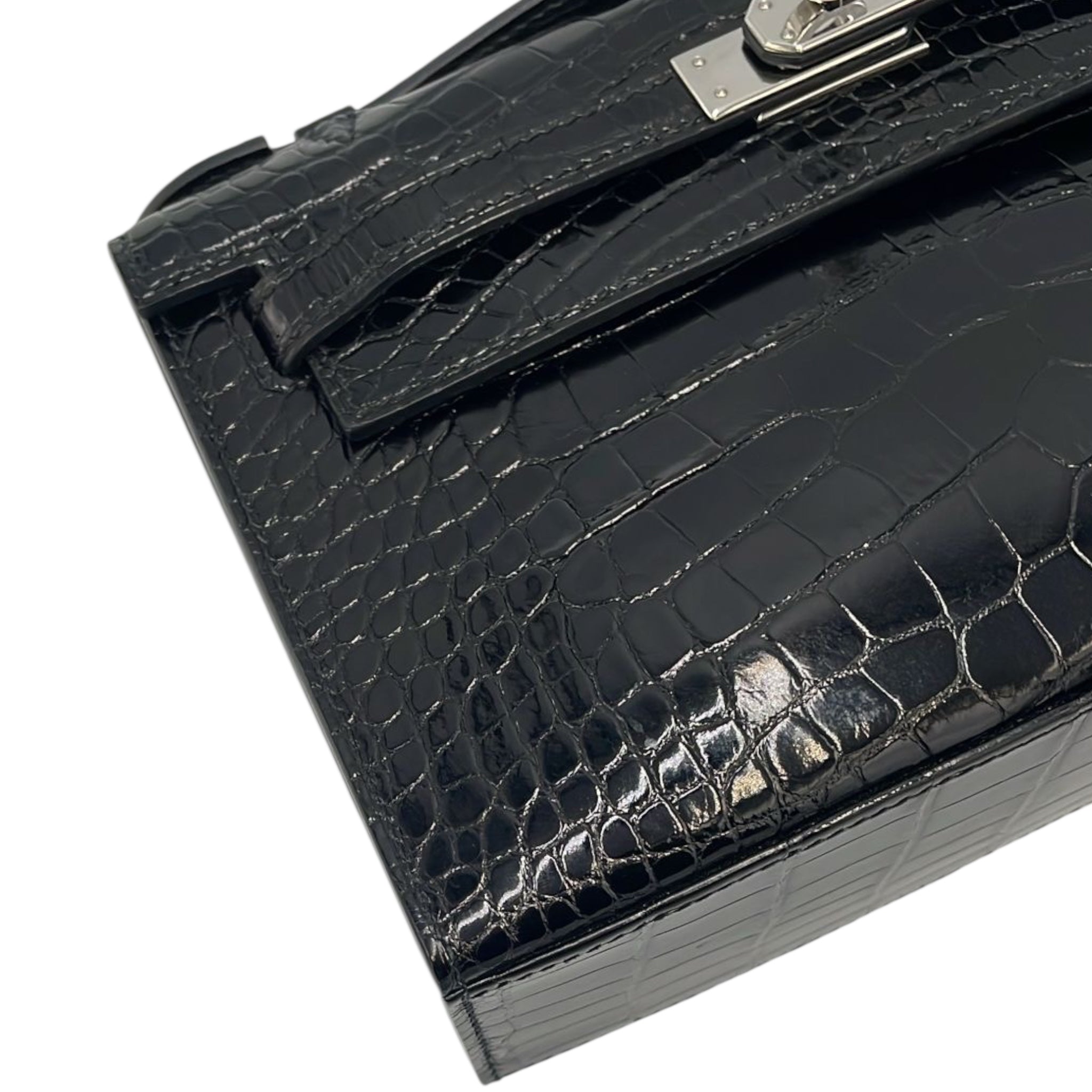 Hermès Kelly Mini Pochette 22 Black Niloticus Crocodile