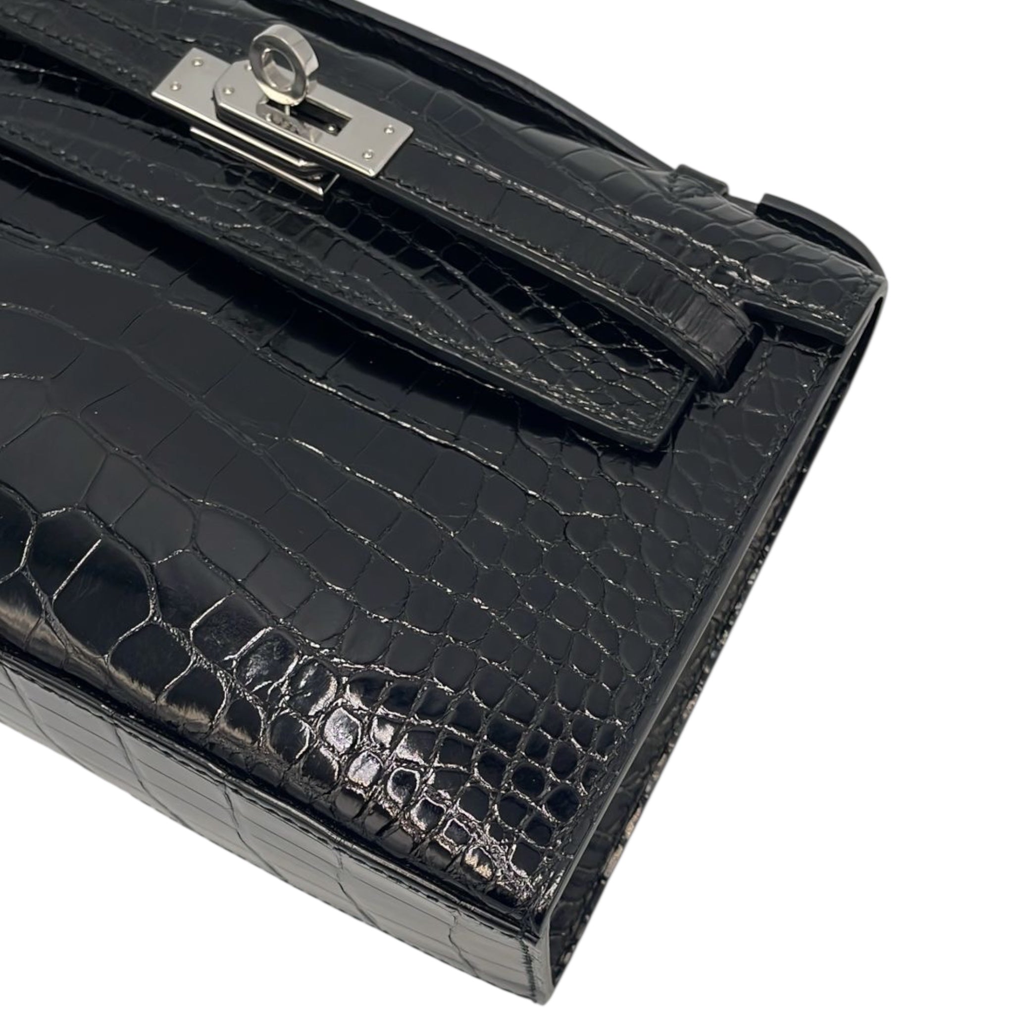 Hermès Kelly Mini Pochette 22 Black Niloticus Crocodile