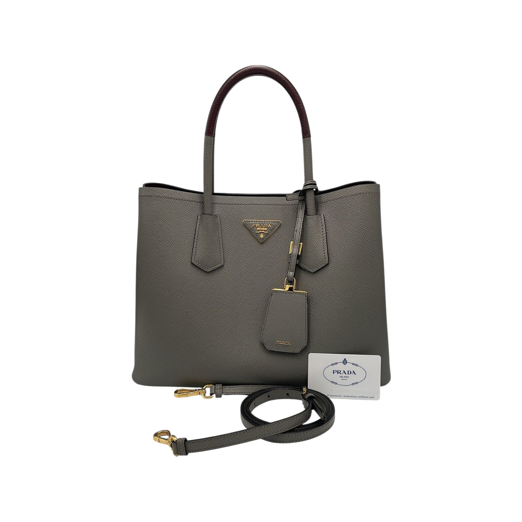 Prada Double Tote Bag Grey Saffiano
