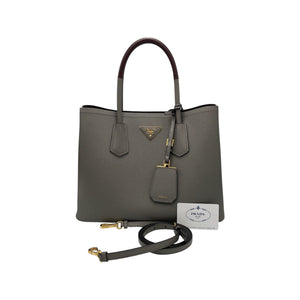 Prada Double Tote Bag Grey Saffiano