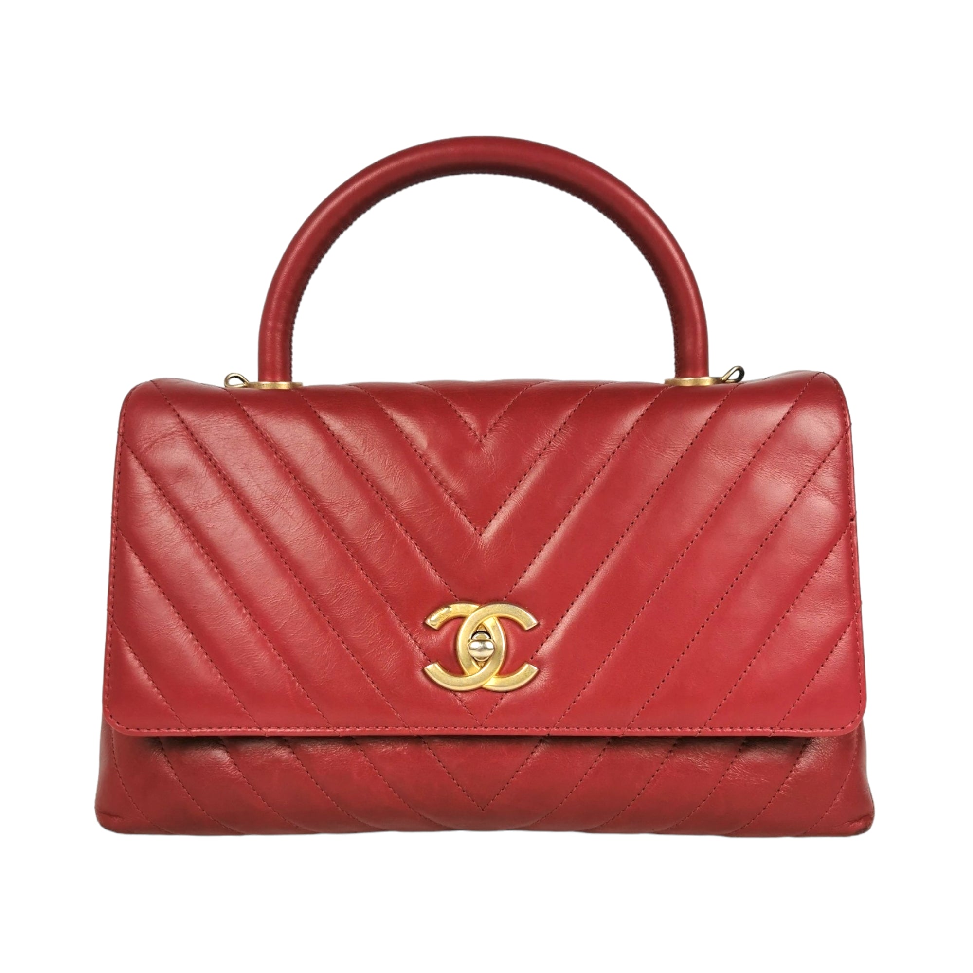 Red coco handle chanel bag hotsell