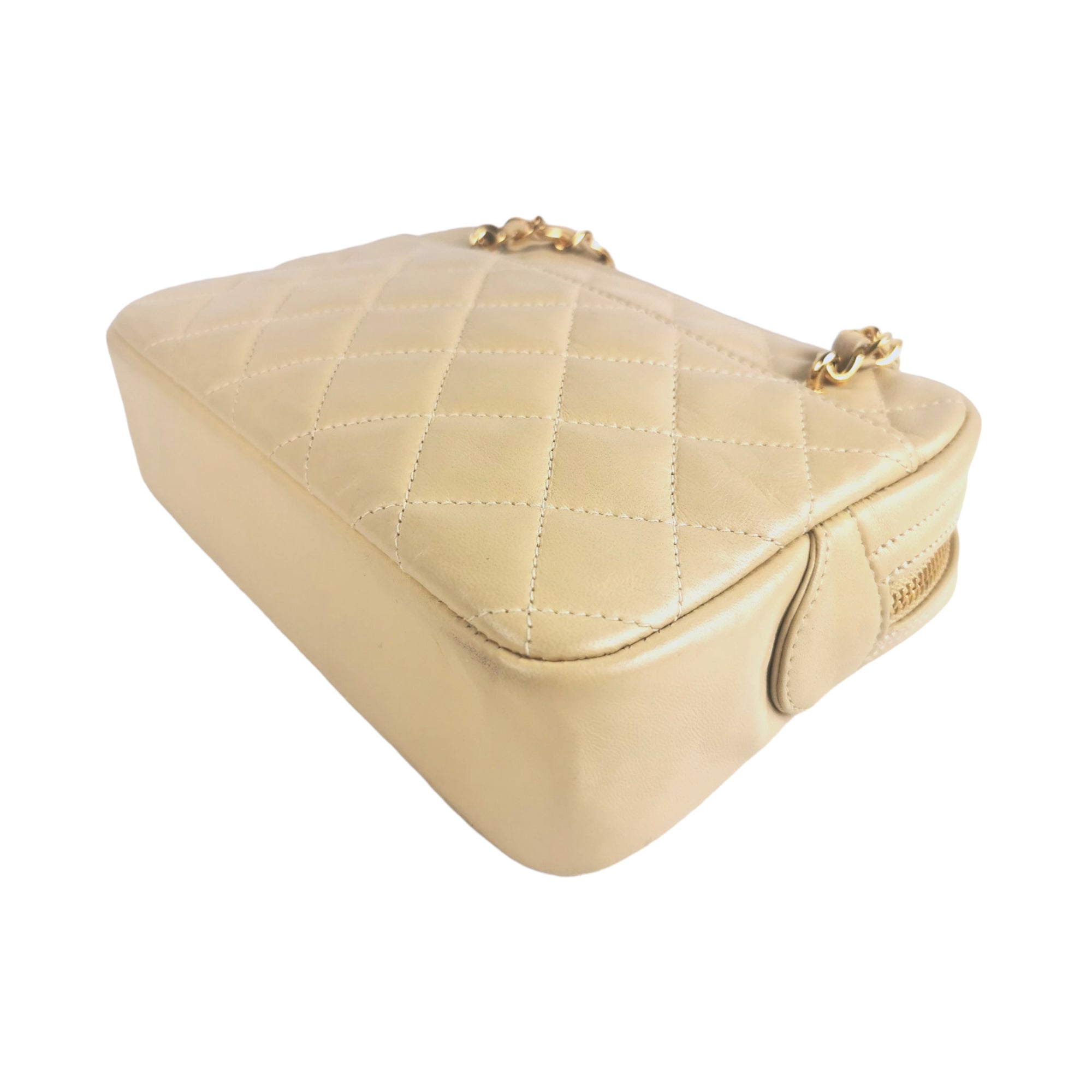 Chanel Mini Timeless flap shoulder bag in ecru quilted lambskin
