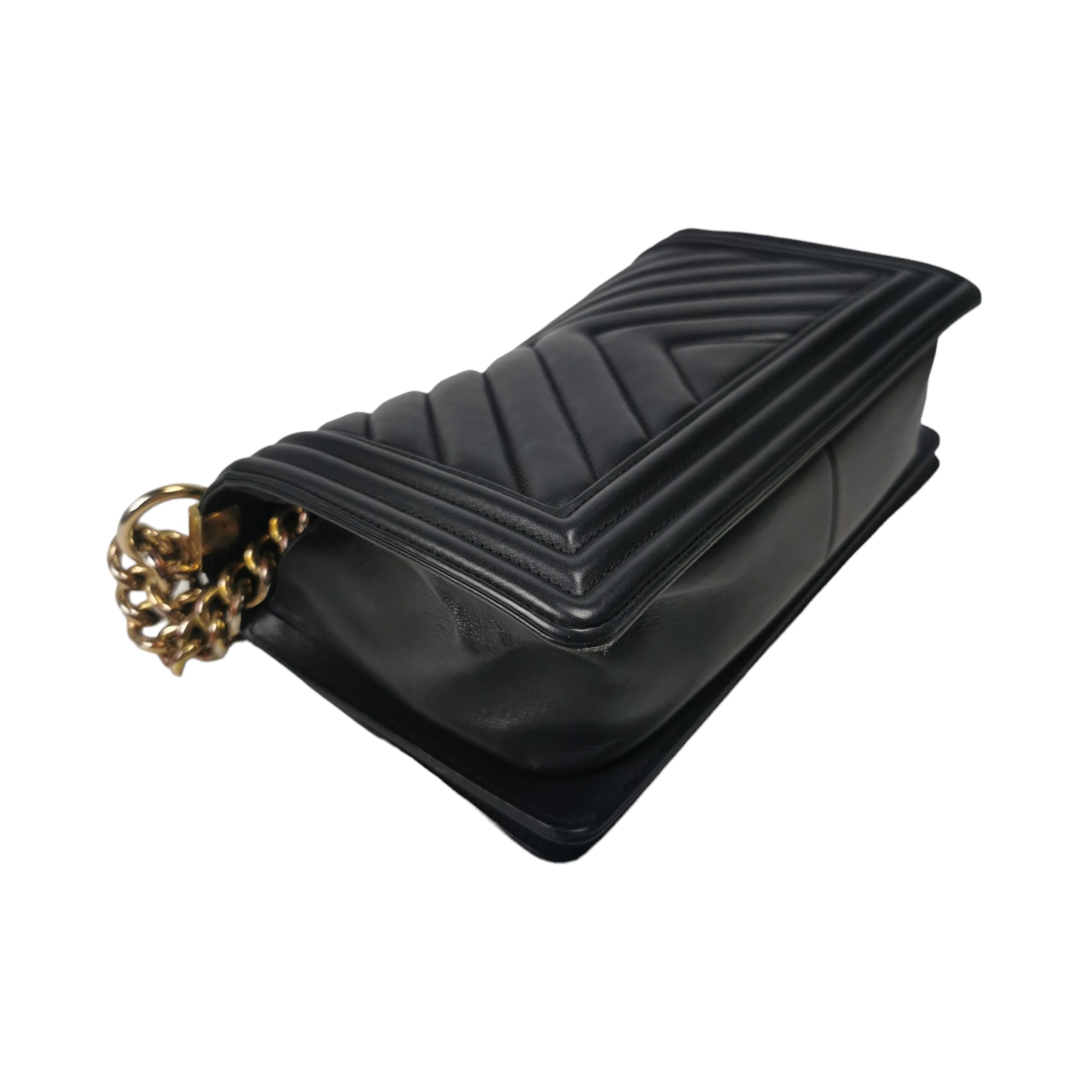 Chanel Boy Medium Black Chevron Lambskin Gold