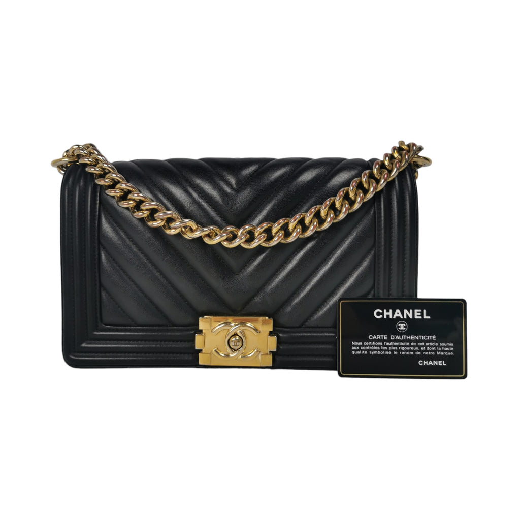 Chanel Beige Chevron Leather Old Medium Braided Boy Flap Bag