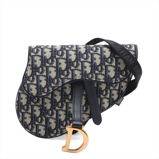 Christian Dior Saddle Waist Bag Mini Oblique Canvas Navy Blue