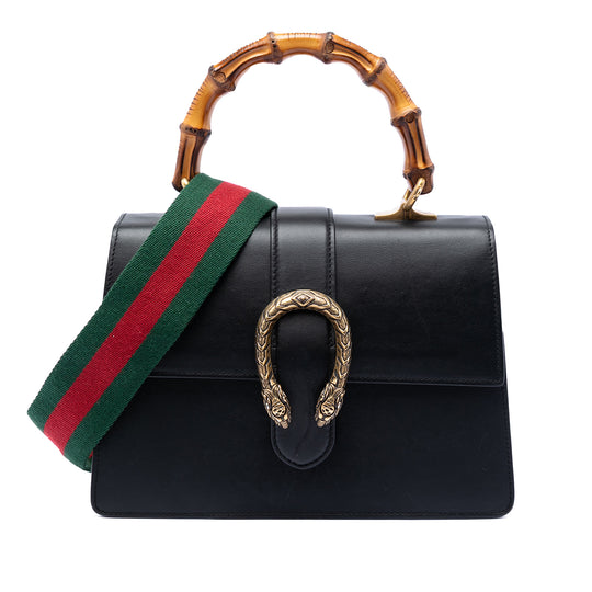 Gucci Dionysus Medium Black Calfskin Bamboo Web