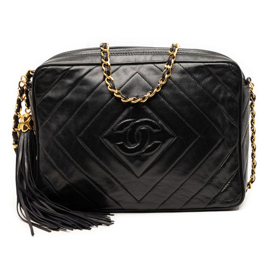 Chanel Tassel Camera Black Diamond Lambskin