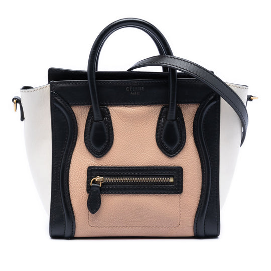 Celine Luggage Nano Tricolor Beige Black Brown Calfskin