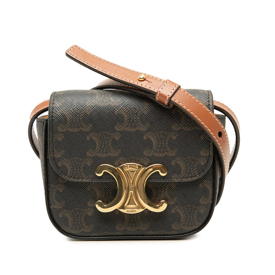 Celine Mini Claude Brown Coated Canvas