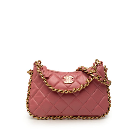 Chanel Trendy Chain Around Hobo Pink Lambskin