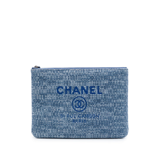 Chanel Deauville O Case Medium Blue Tweed