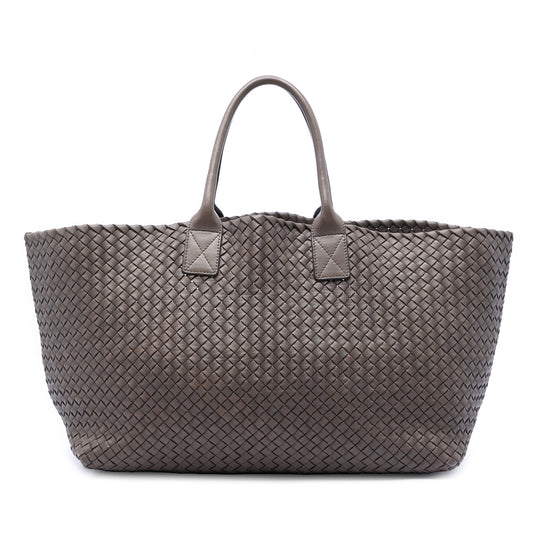 Bottega Veneta Intreccio Cabat Large Brown Lambskin
