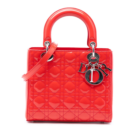 Dior Lady Dior Medium Orange Patent Leather