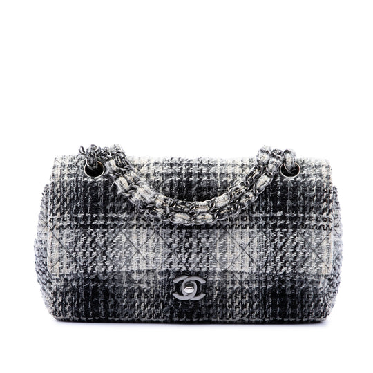 Chanel Classic Double Flap Medium Black Tweed