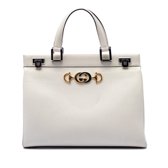 Gucci Zumi Top Handle Medium White Calfskin