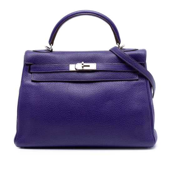 Hermès Kelly II Retourne 32 Purple Clemence Palladium