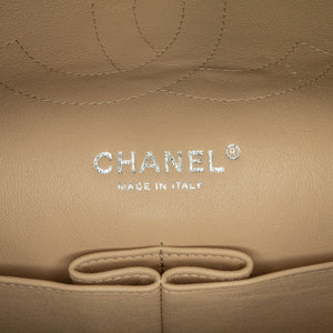 Chanel Classic Double Flap Jumbo Beige Lambskin Silver