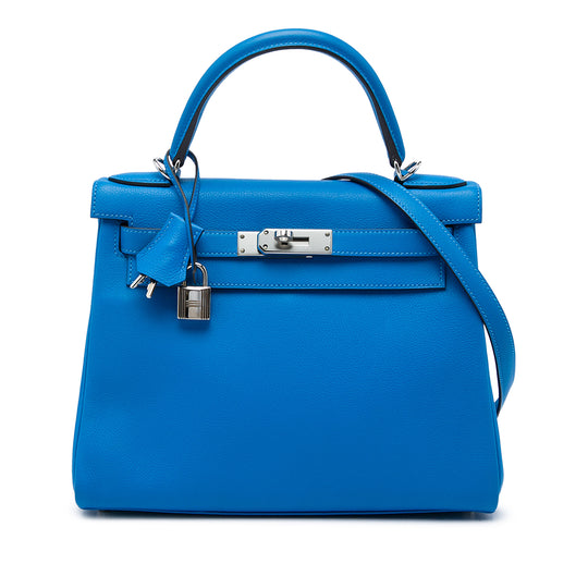 Hermès Kelly II Retourne 28 Blue Evercolor Calfskin