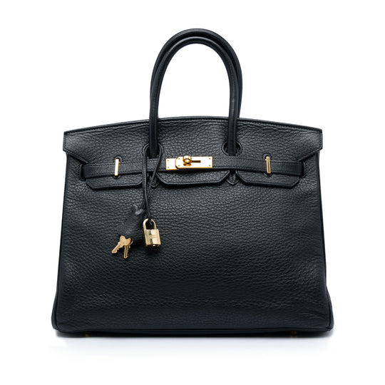 Hermès Birkin Retourne 35 Black Clemence Gold