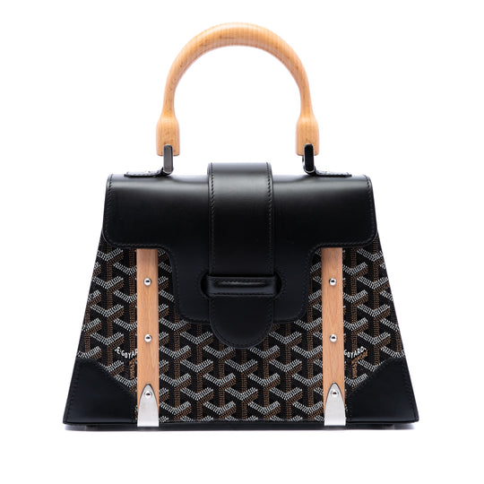 Goyard Saigon PM Black Coated Canvas Calfskin