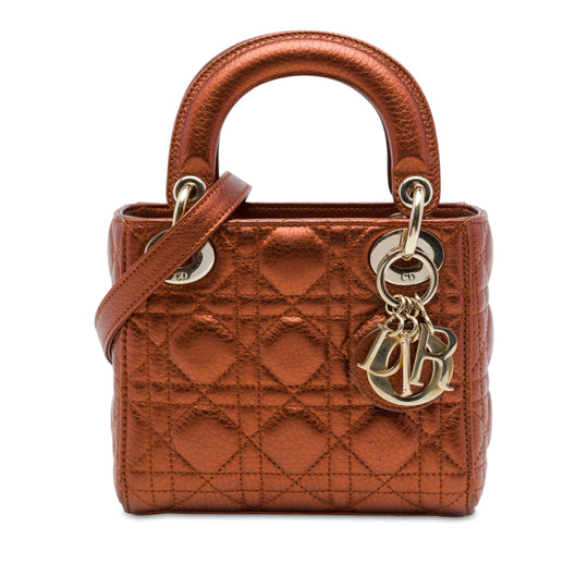 Dior Lady Dior Mini Brown Metallic Calfskin
