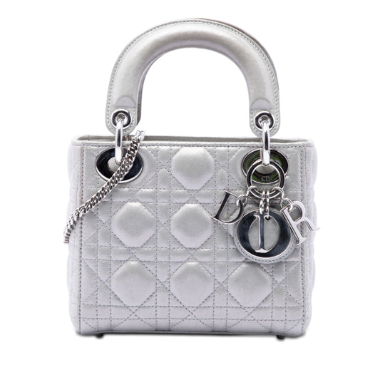 Dior Lady Dior Mini Silver Lambskin