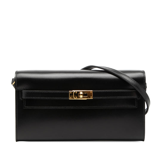 Hermès Kelly To Go Noir Box Calf Gold