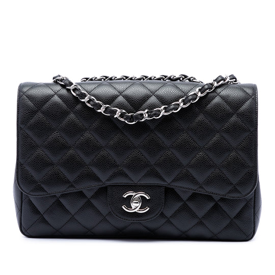Chanel Classic Single Flap Jumbo Black Caviar Gold